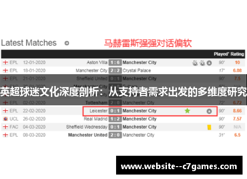 英超球迷文化深度剖析：从支持者需求出发的多维度研究