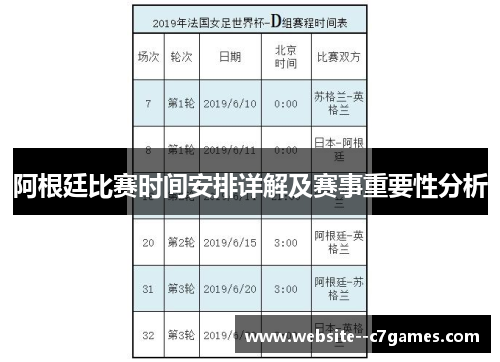 阿根廷比赛时间安排详解及赛事重要性分析